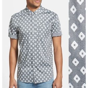 7 Diamonds Gray Patterned Shirt EUC